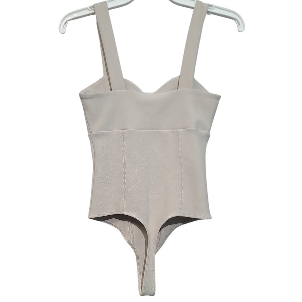 Abercrombie & Fitch Corset Tank Bodysuit Tan XS Structured Seaming - Picture 2 of 5